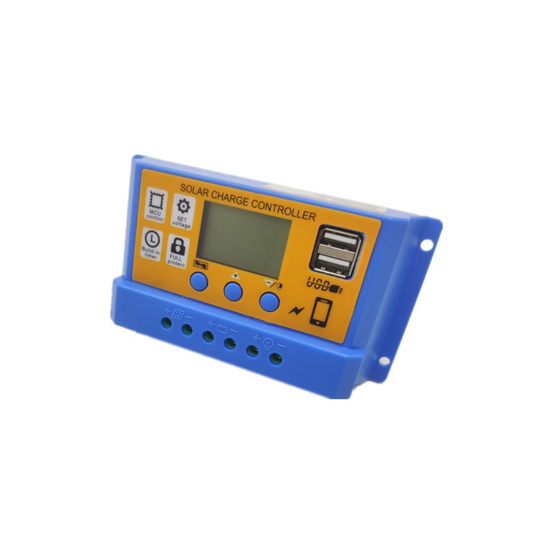 蓝壳橙面锂电铅酸共用12V11.1V太阳能控制器液晶太阳能充电控制器