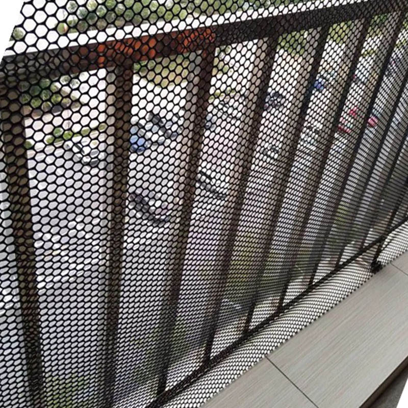 黑塑料平网格儿童安全楼梯防护网阳台防猫防坠网家用安全网封窗网