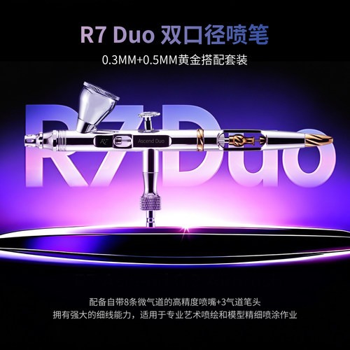 SPRAYMAGIC派乐事 模型喷笔R7D 0.3+0.5双口径模型喷涂上色喷笔