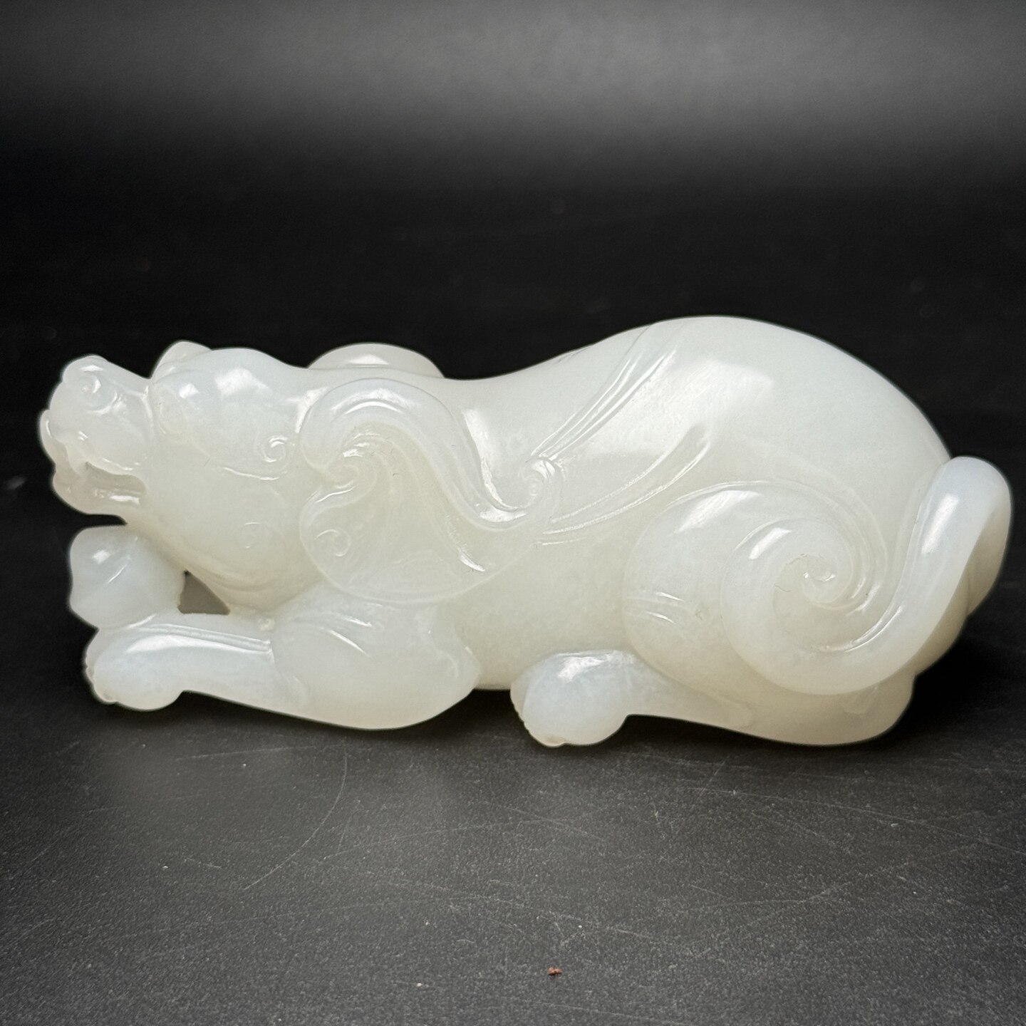 收藏级和田白玉旺财苏工精雕手把