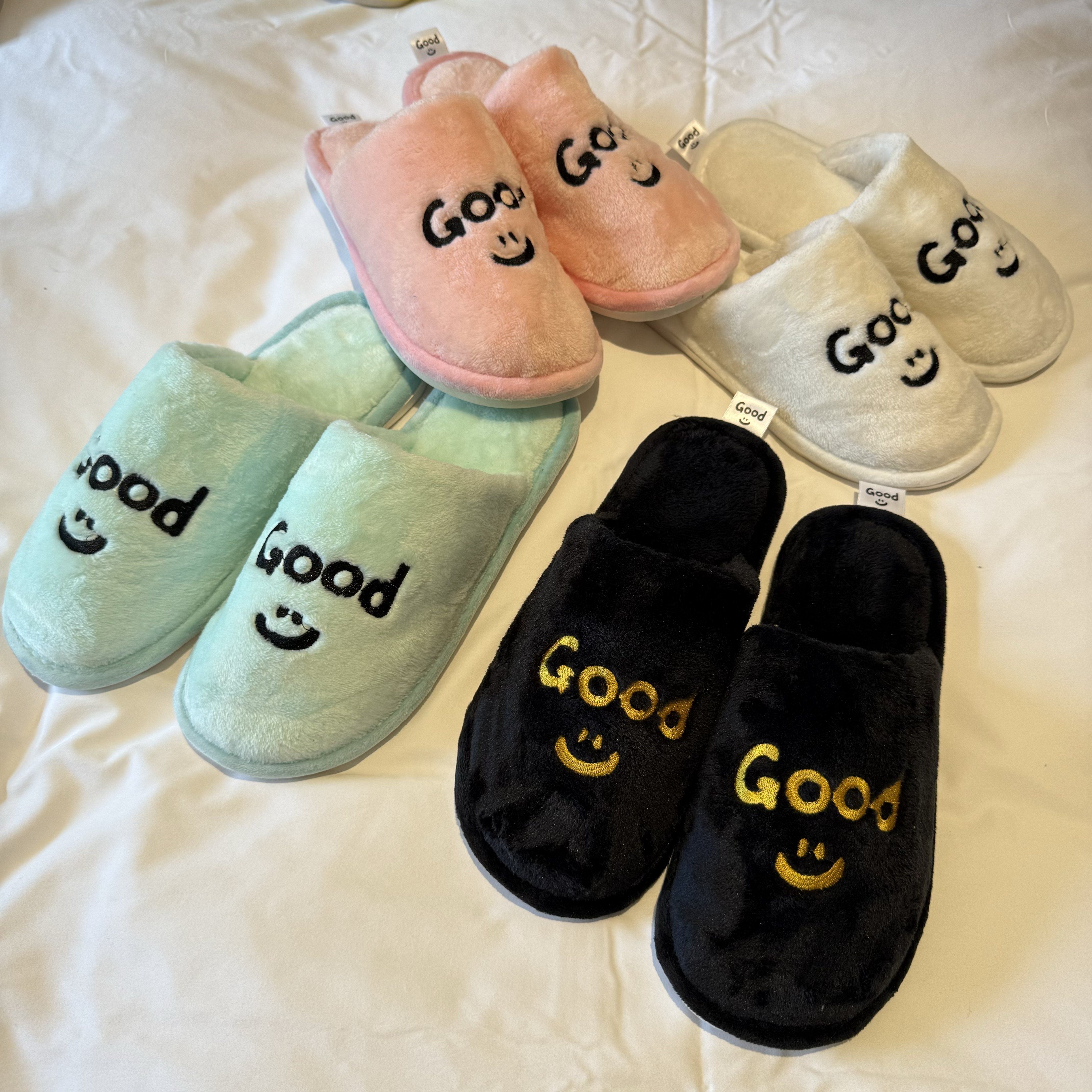 good笑脸棉拖鞋女生秋冬季可爱室内家居地板静音保暖加绒女士拖鞋