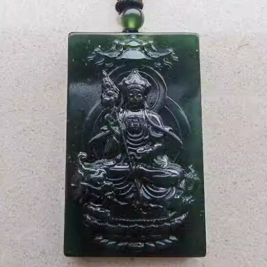 泰山玉碧玉翡翠色玉石地藏王菩萨30mm50mm,厚8mm