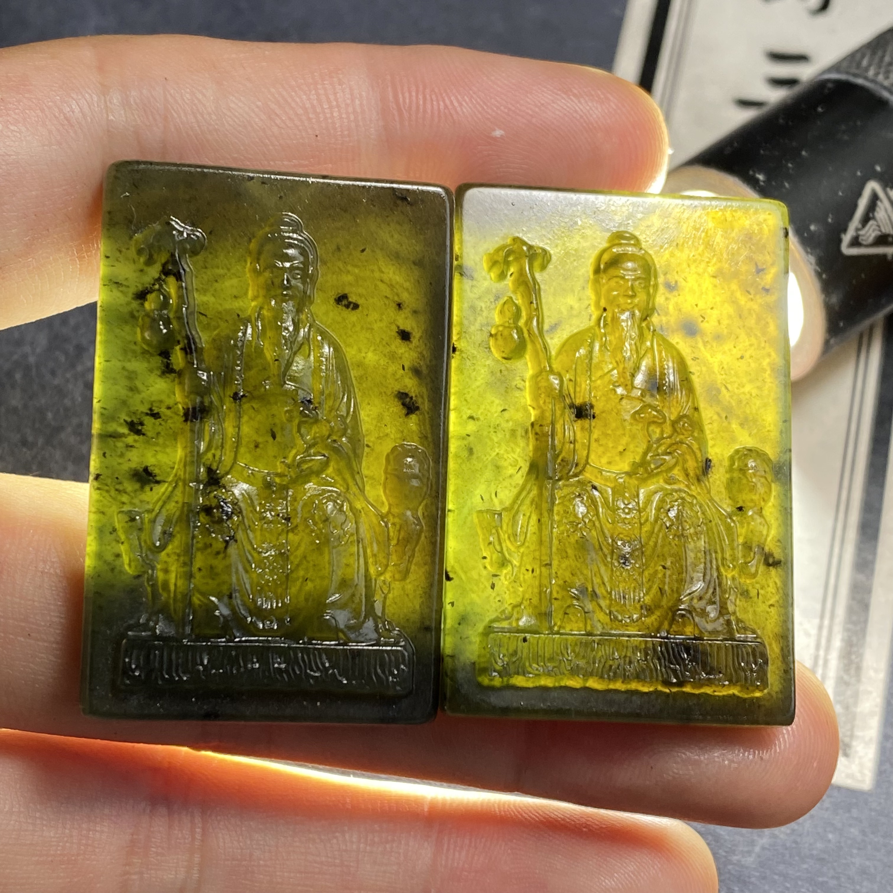 泰山玉碧玉冰紫色翡翠色玉石药王孙思邈吊坠,长42mm宽27mm厚8mm