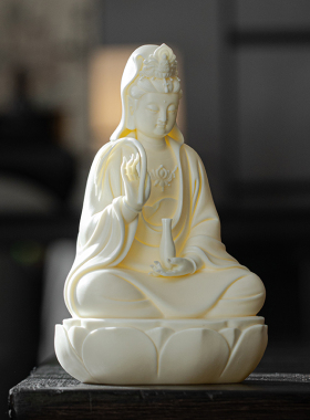 德化陶瓷杨柳观音佛像摆件观世音菩萨家用供奉白瓷工艺礼品摆饰送