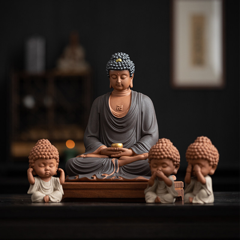 久造新中式大日如来佛像摆件陶瓷释迦摩尼工艺家居客厅玄关装饰品