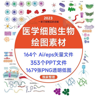医学细胞生物绘图AI素材DNA实验仪器3D设计矢量图标志图标化学ppt