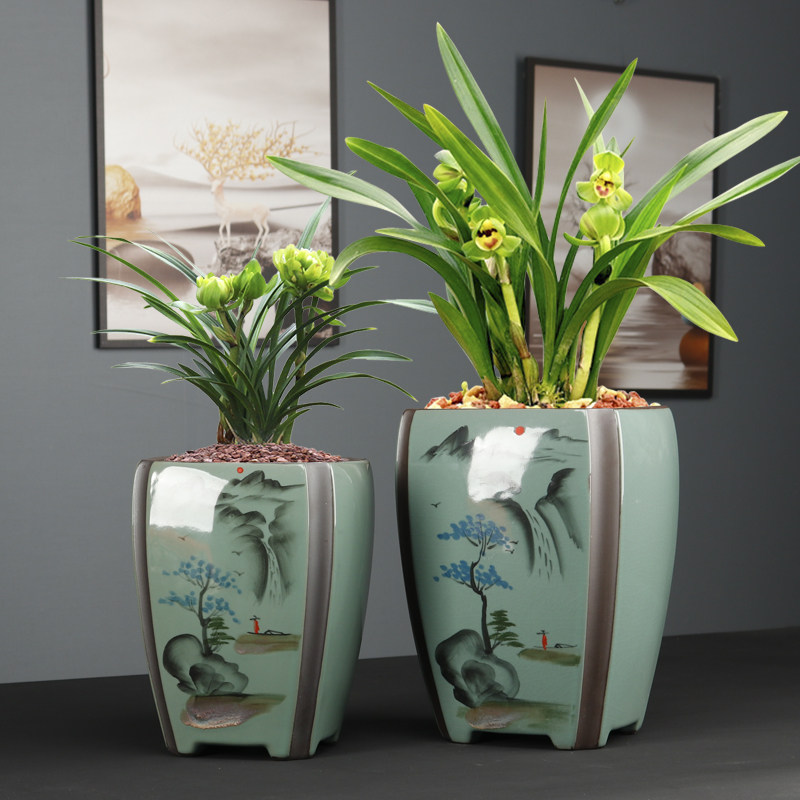 简约紫砂花盆精品特大兰花盆专用陶瓷盆景多肉君子兰青瓷四方高盆,鲜花速递/花卉仿真/绿植园艺,花盆,淘宝优惠券,粉丝福利购,淘宝优惠卷