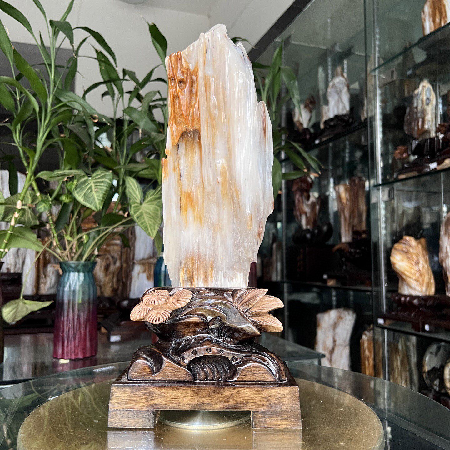 树化玉硅化木摆件冰种木化石400129客厅木化玉缅甸树化石客厅奇石