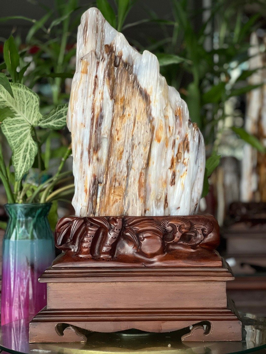 树化玉硅化木摆件冰种木化石128808客厅木化玉缅甸树化石客厅奇石