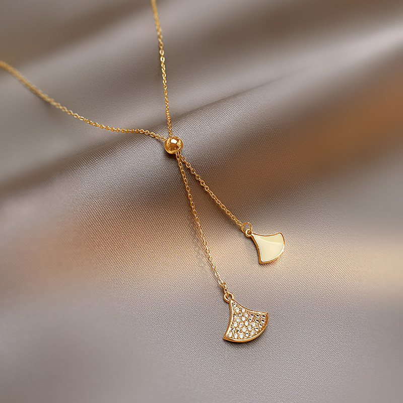 小裙子扇贝项链女银杏叶扇子锁骨链2022年新款轻奢小众设计感颈链,饰品/流行首饰/时尚饰品新,项链,淘宝优惠券,粉丝福利购,淘宝优惠卷