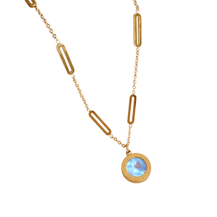 钛钢罗马数字项链女夏2023年新款潮不掉色锁骨链黑白两面吊坠高级