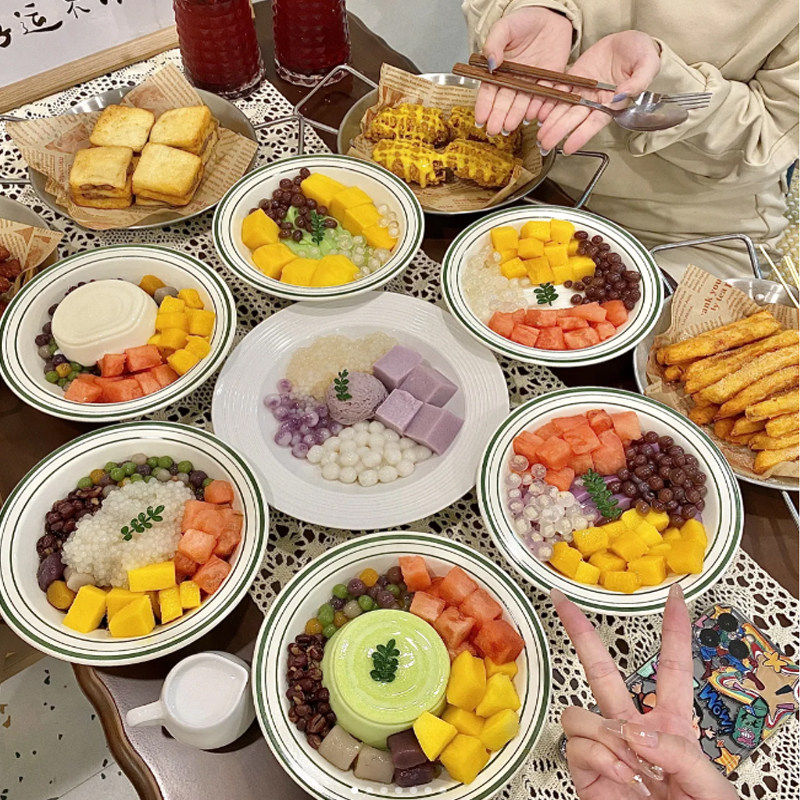 密胺甜品碗广式糖水店专用杨枝甘露芋泥芋圆冰粉糖水盖碗双皮奶碗