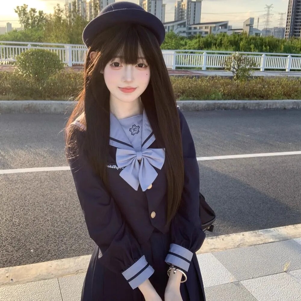 原创正版日系绀色水手服套装