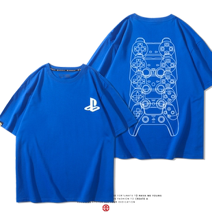 PS游戏机playstation索尼ps4印花周边短袖男女纯棉百搭休闲T恤潮