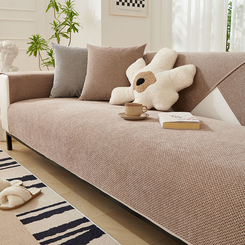 奶茶色简约风雪尼尔沙发垫四季通用防滑沙发靠背扶手盖巾坐垫套罩,居家布艺,沙发垫,淘宝优惠券,粉丝福利购,淘宝优惠卷