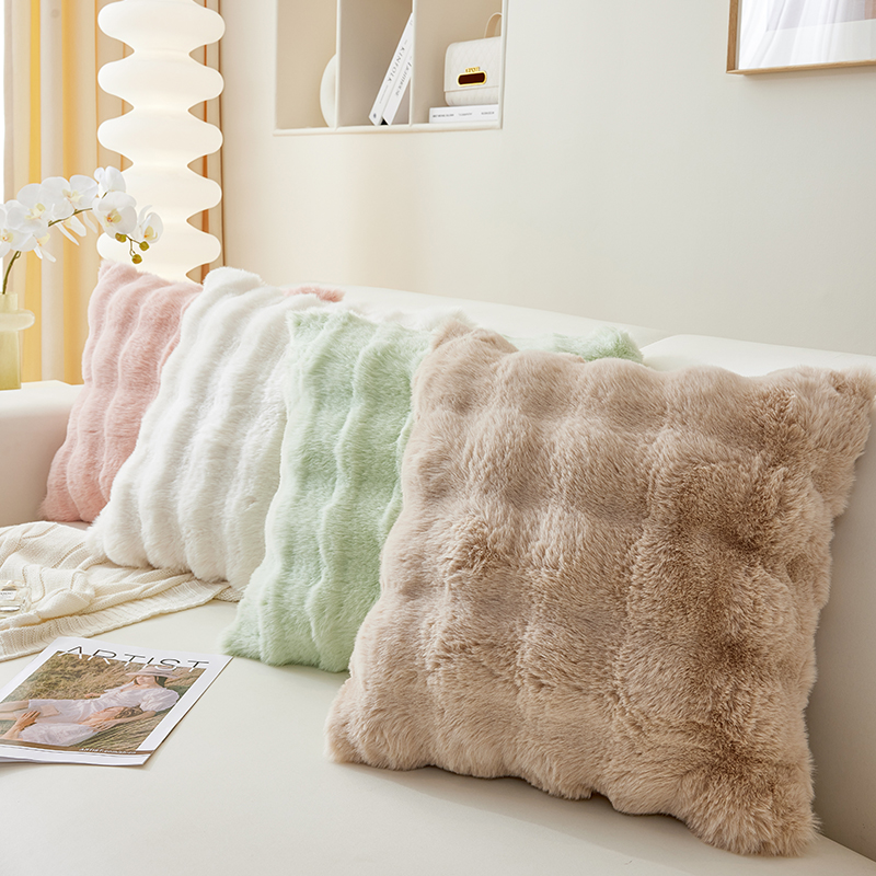 网红款撸猫感冬季兔毛绒抱枕套客厅沙发靠垫套靠枕腰枕不含芯定制