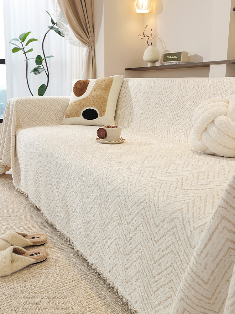2025新款雪尼尔条纹沙发毛巾四季中性沙发套布套靠背扶手全套沙发