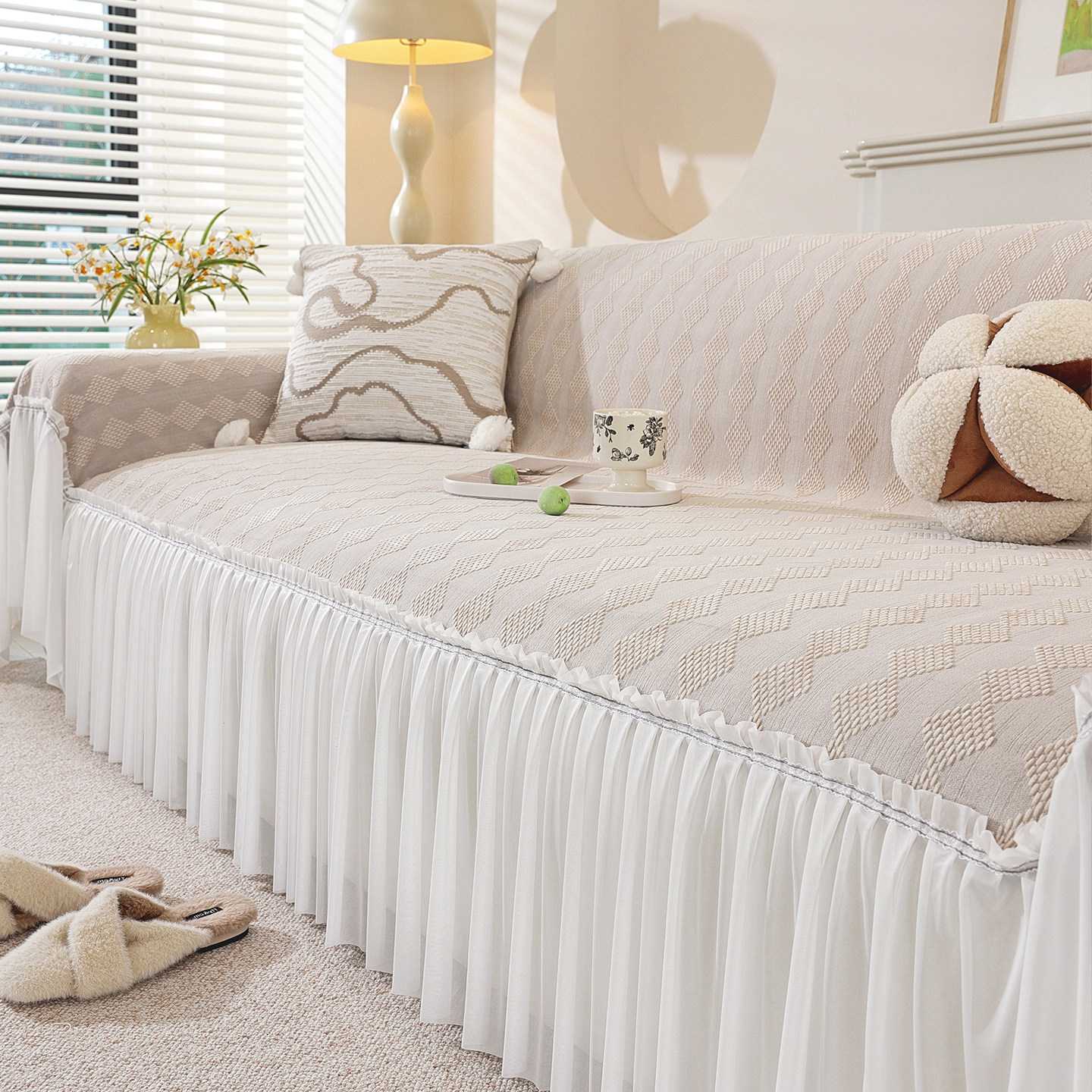 2025新款沙发盖布四季通用公主风蕾丝裙摆沙发巾沙发坐垫靠背套罩,居家布艺,沙发垫,淘宝优惠券,粉丝福利购,淘宝优惠卷