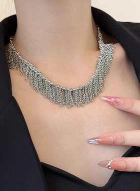 时尚轻奢超闪金属链流苏项链