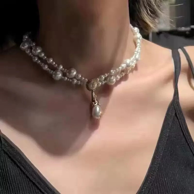 法式复古巴洛克金箔珍珠项链女轻奢小众宫廷风设计感高级颈链