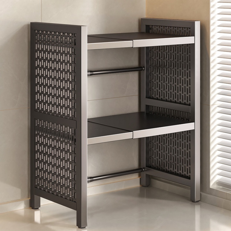 可伸缩厨房置物架微波炉烤箱架子家用双层台面桌面电饭锅收纳支架