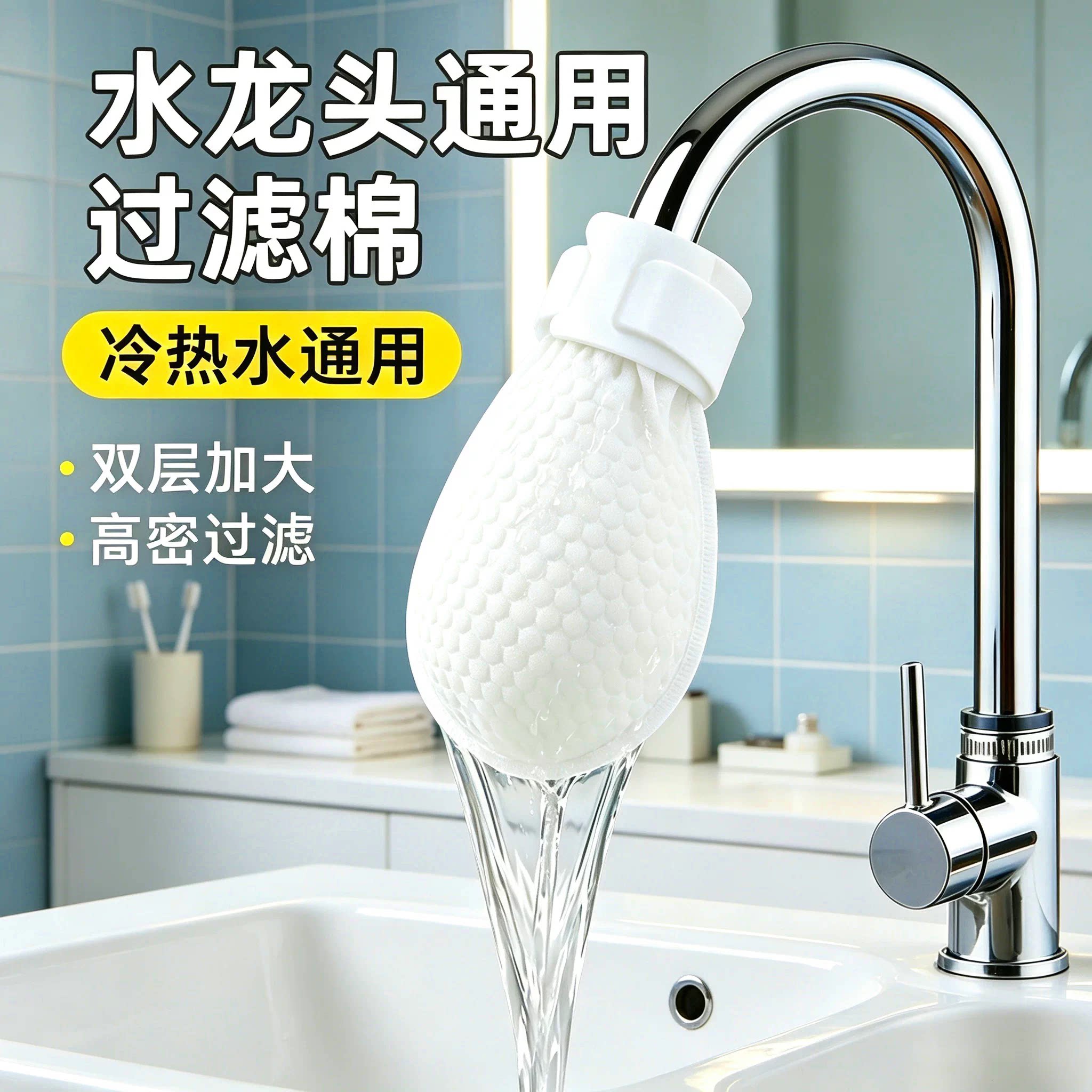 水龙头过滤棉家用宿舍过滤自来水防泥沙铁锈水垢杂质加厚通用滤网