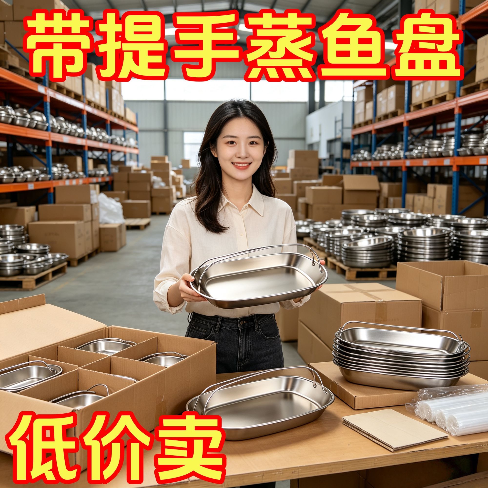 加厚不锈钢鱼盘方形家用蒸鱼盘