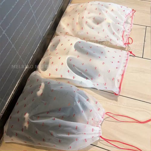 可爱鞋子收纳袋抽绳樱桃ins旅行便携防尘防潮束口抽绳打包搬家袋