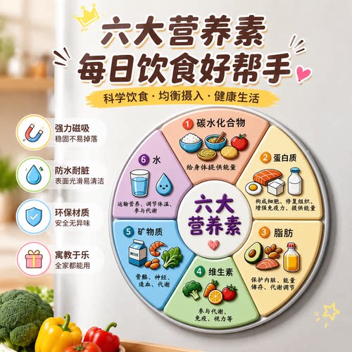 亚克力磁吸养生冰箱贴六大营养