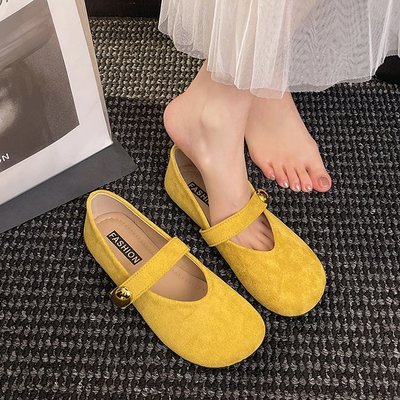 网红一字带玛丽珍鞋女2025年春季新款软底浅口单鞋配裙子豆豆鞋子