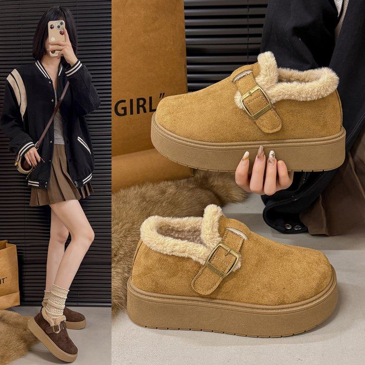 厚底加绒豆豆勃肯鞋女2025新款秋冬季外穿毛毛鞋子保暖棉鞋雪地靴,女鞋,深口单鞋,淘宝优惠券,粉丝福利购,淘宝优惠卷