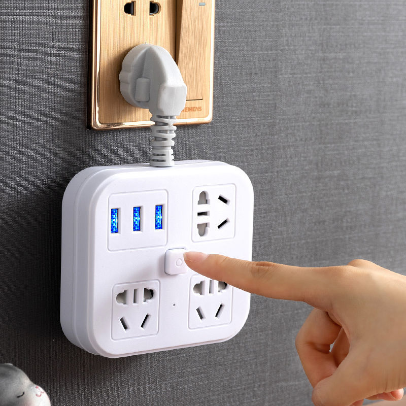 Household multi-function socket plug-in board with cable plug-in board multi-purpose plug-in converter plug with USB