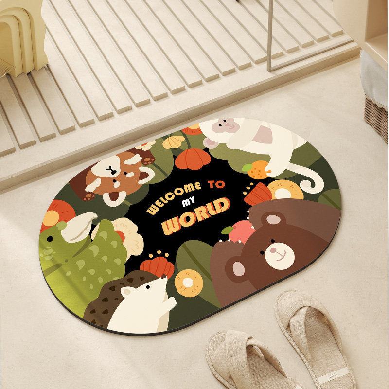 卡通硅藻泥浴室地垫洗手间门口吸水防滑软垫卫浴免洗速干耐脏脚垫,居家布艺,家用脚垫,淘宝优惠券,粉丝福利购,淘宝优惠卷