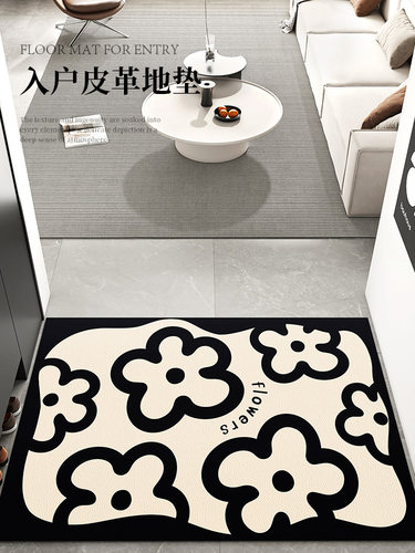 法式覆古入户地垫客厅门防滑脚垫皮革免洗耐脏地毯pvc可擦可裁剪