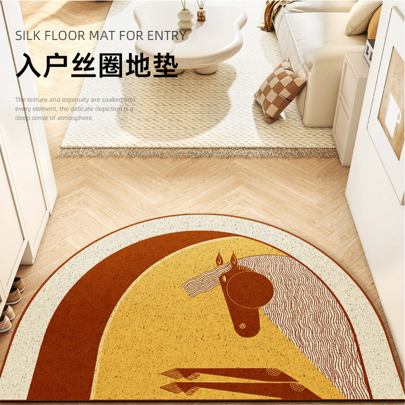 轻奢入户门地垫丝圈蹭土耐脏免洗小地毯进门高级感半圆除尘防滑垫,居家布艺,入户地垫,淘宝优惠券,粉丝福利购,淘宝优惠卷