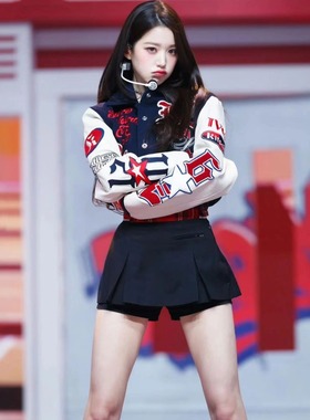 韩女团ive同款演出服青春活力甜酷表演套装 kitsch短款棒球打歌服