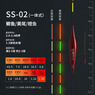 日夜两用夜光漂一体成型硬尾电子鱼漂野钓纳米漂全套浮漂民间艺人