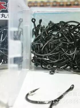 刚本针管付丸世歪嘴国产鱼钩带圈有孔盒装散装钩有倒刺银灰色