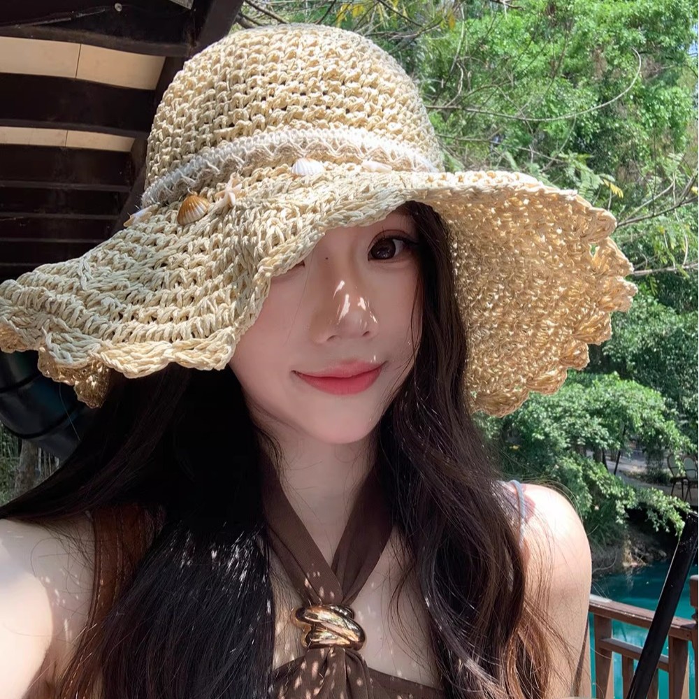 夏季大头围防晒显脸小草帽女款