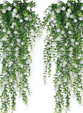 仿真花藤条假花吊篮壁挂客厅室内仿真绿植婚庆布置尤加利茶花藤条