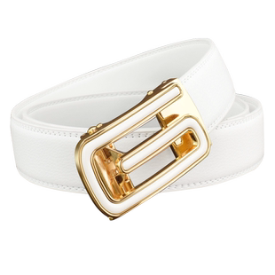 Z家皮带男士真皮自动扣正品夏季腰带男潮流年轻人少年白色小裤带