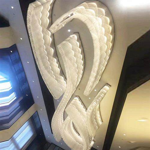 酒店大堂宴会厅水晶灯波浪形售楼部会所非标定制异形水晶吸顶灯,家装灯饰光源,客厅吊灯,淘宝优惠券,粉丝福利购,淘宝优惠卷