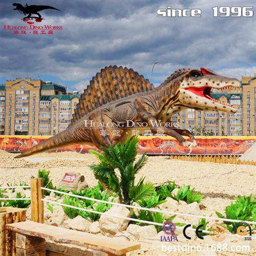 大型仿真硅胶恐龙模型制作工厂远红外线感应棘龙户外景区装饰摆件