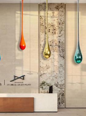 售楼处轻奢吊装水滴雕塑摆件酒店展厅样板间大型落地玻璃钢装饰品