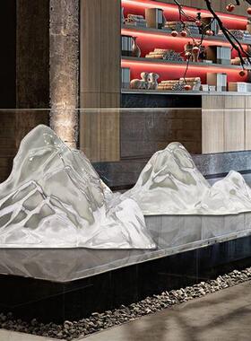 现代创意透明假山摆件树脂雕塑酒店售楼处大厅别墅玄关装饰工艺品