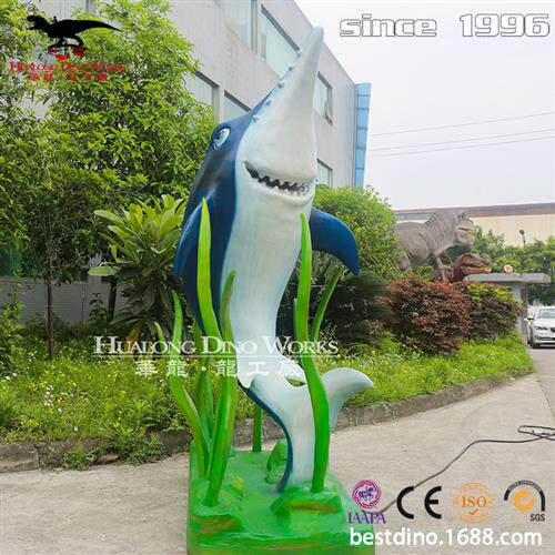 海洋动物系列卡通海草鲨鱼自贡制作厂家仿真机械硅胶鲨鱼