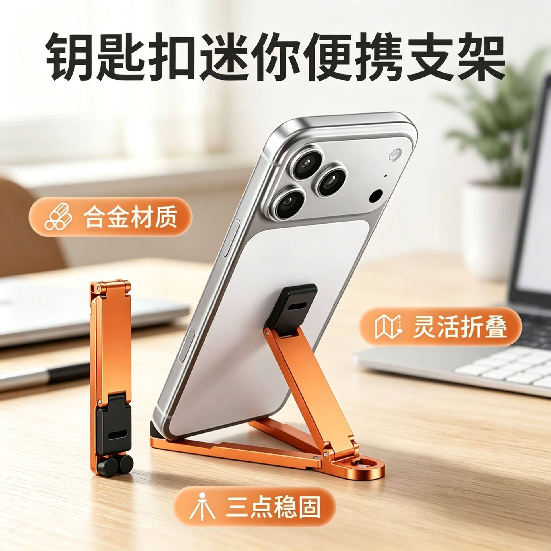 手机折叠支架轻巧设计迷你多功能