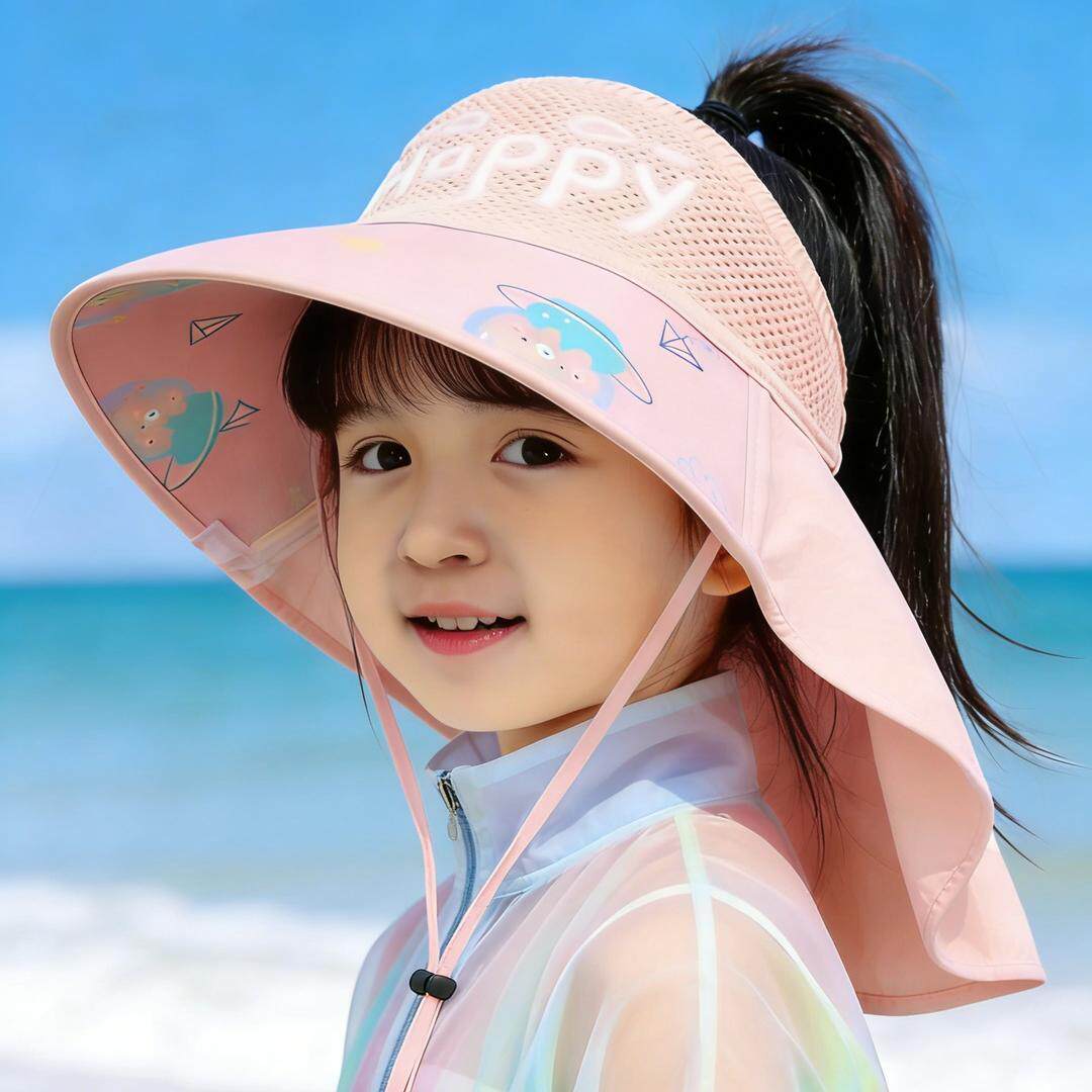 儿童防晒帽夏季女孩大檐渔夫帽户