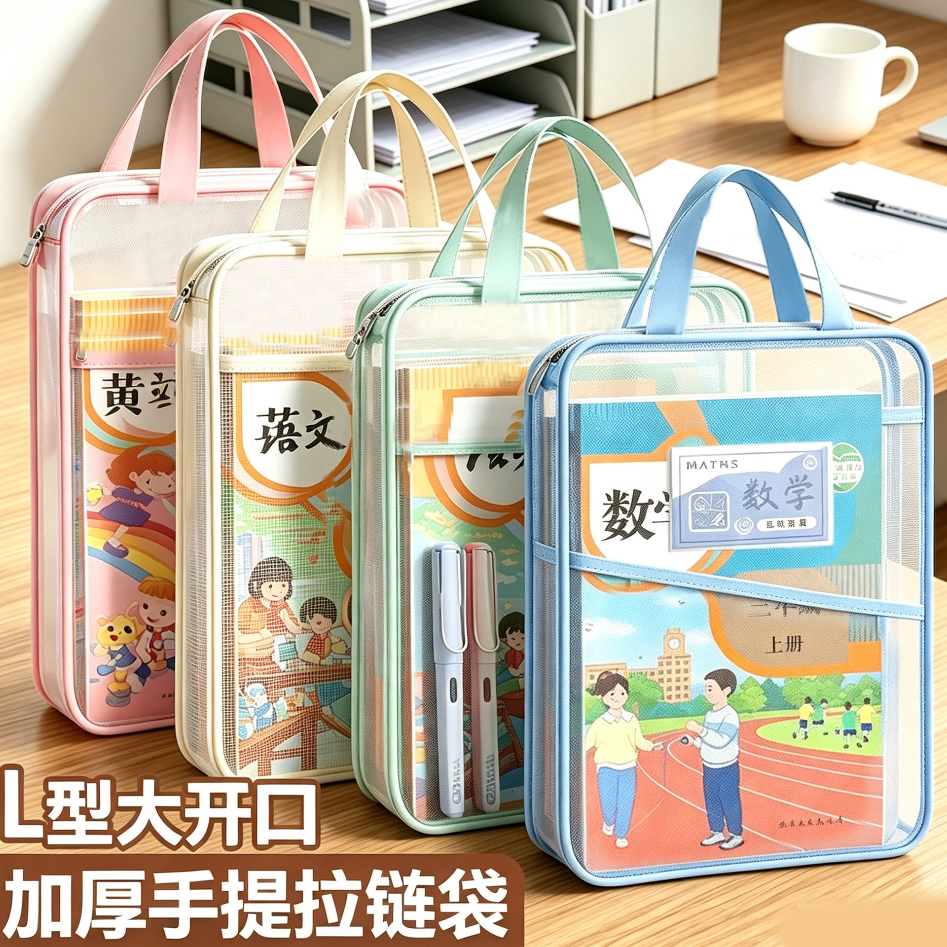 四季年华L型科目分类袋手提透明