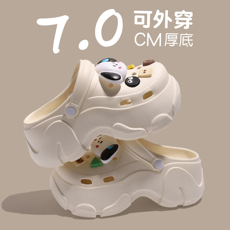 凉鞋女上班不累脚高颜值软底拖鞋女夏外穿洞洞鞋女款2026新款增高